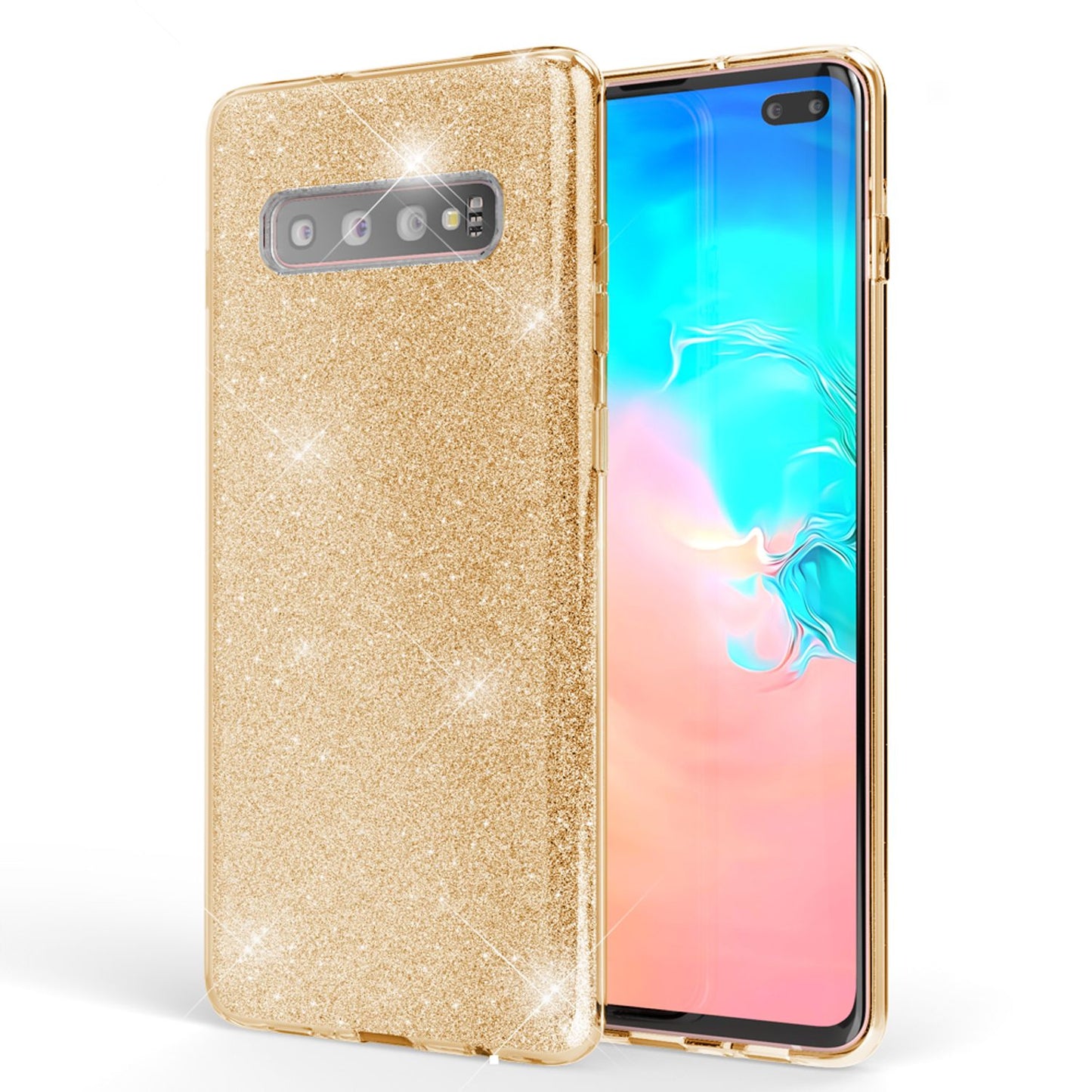 NALIA Hülle kompatibel mit Samsung Galaxy S10 Plus, Glitzer Handy Hülle Cover