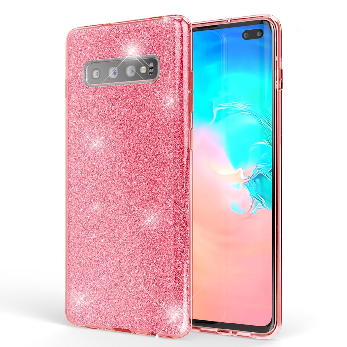 NALIA Hülle kompatibel mit Samsung Galaxy S10 Plus, Glitzer Handy Hülle Cover