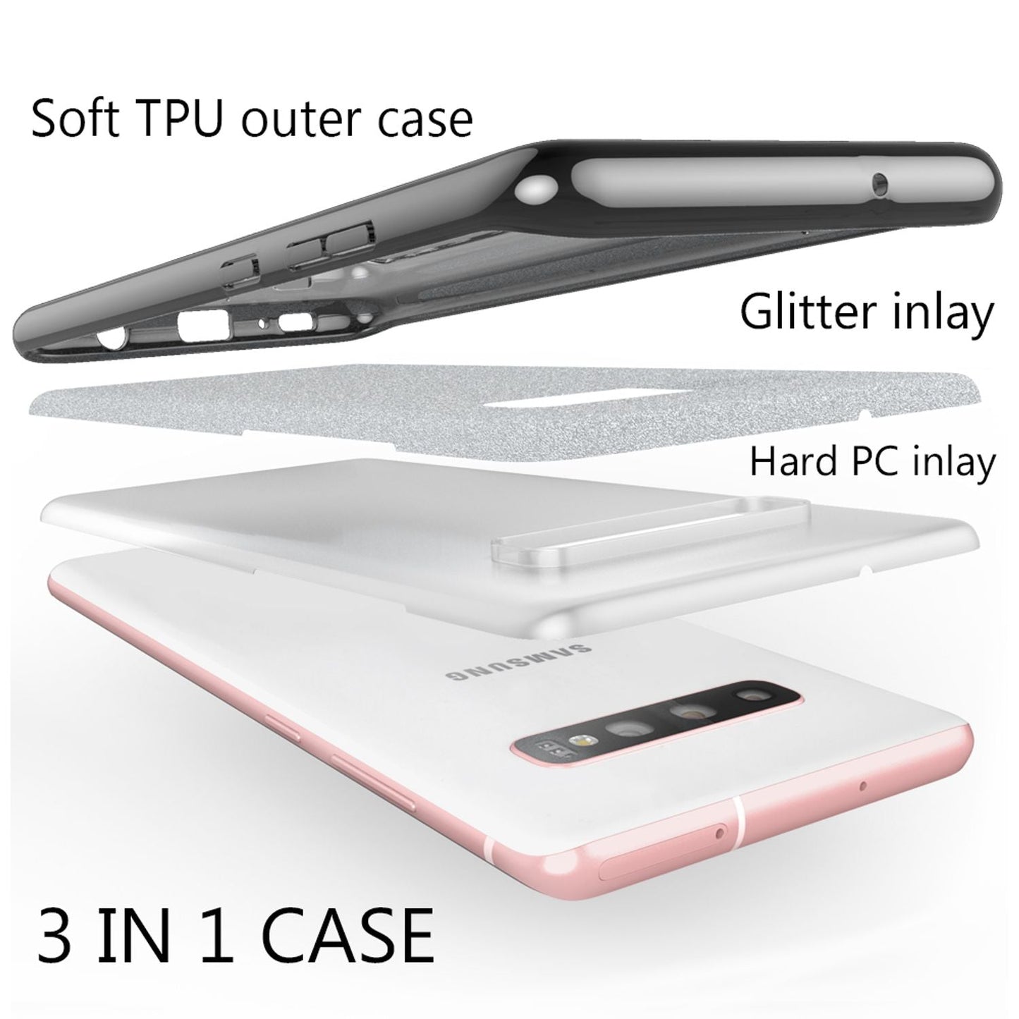 NALIA Hülle kompatibel mit Samsung Galaxy S10 Plus, Glitzer Handy Hülle Cover