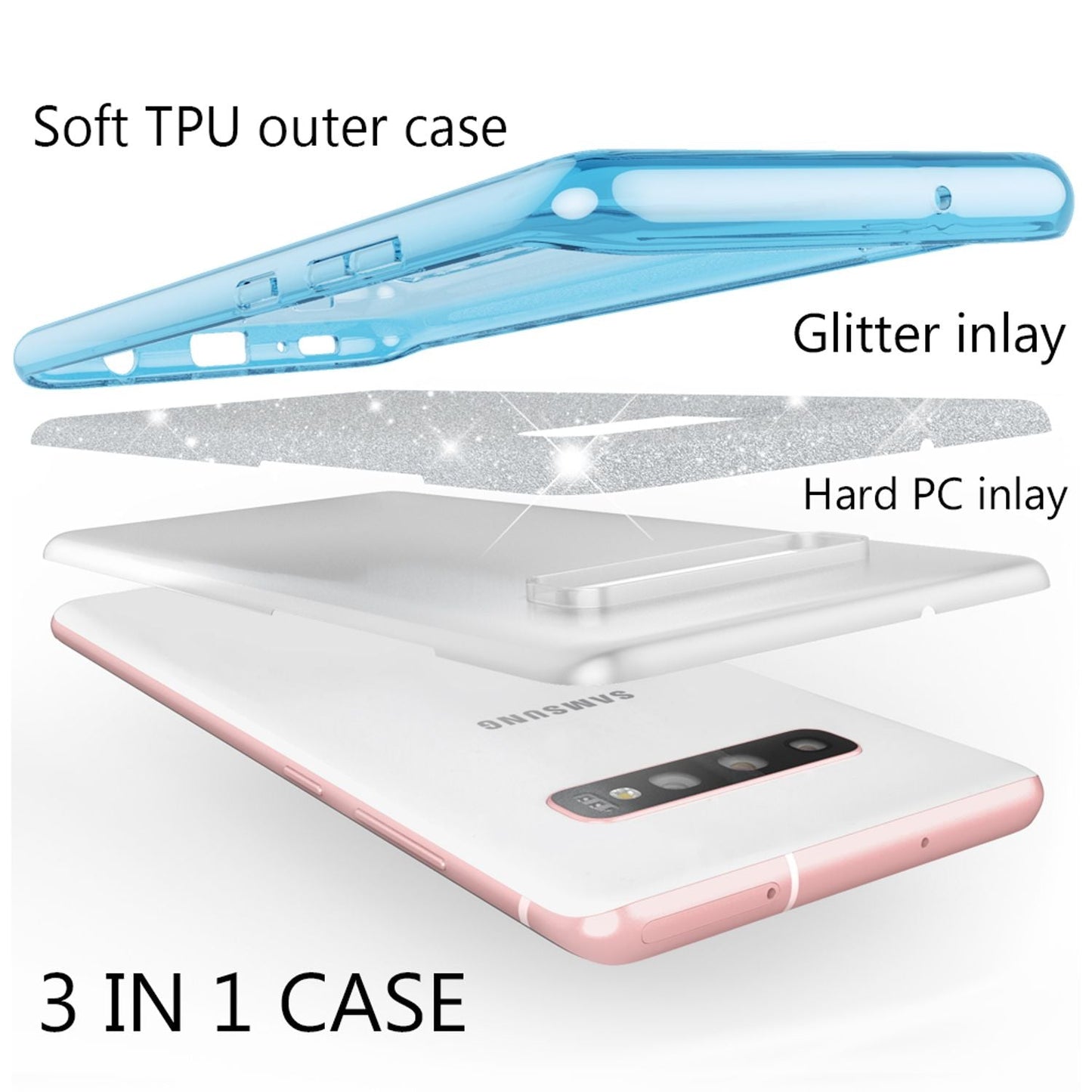NALIA Hülle kompatibel mit Samsung Galaxy S10 Plus, Glitzer Handy Hülle Cover