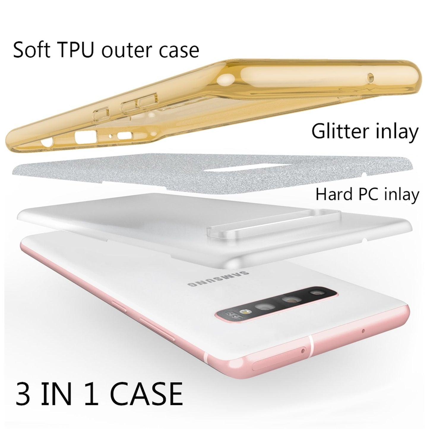 NALIA Hülle kompatibel mit Samsung Galaxy S10 Plus, Glitzer Handy Hülle Cover