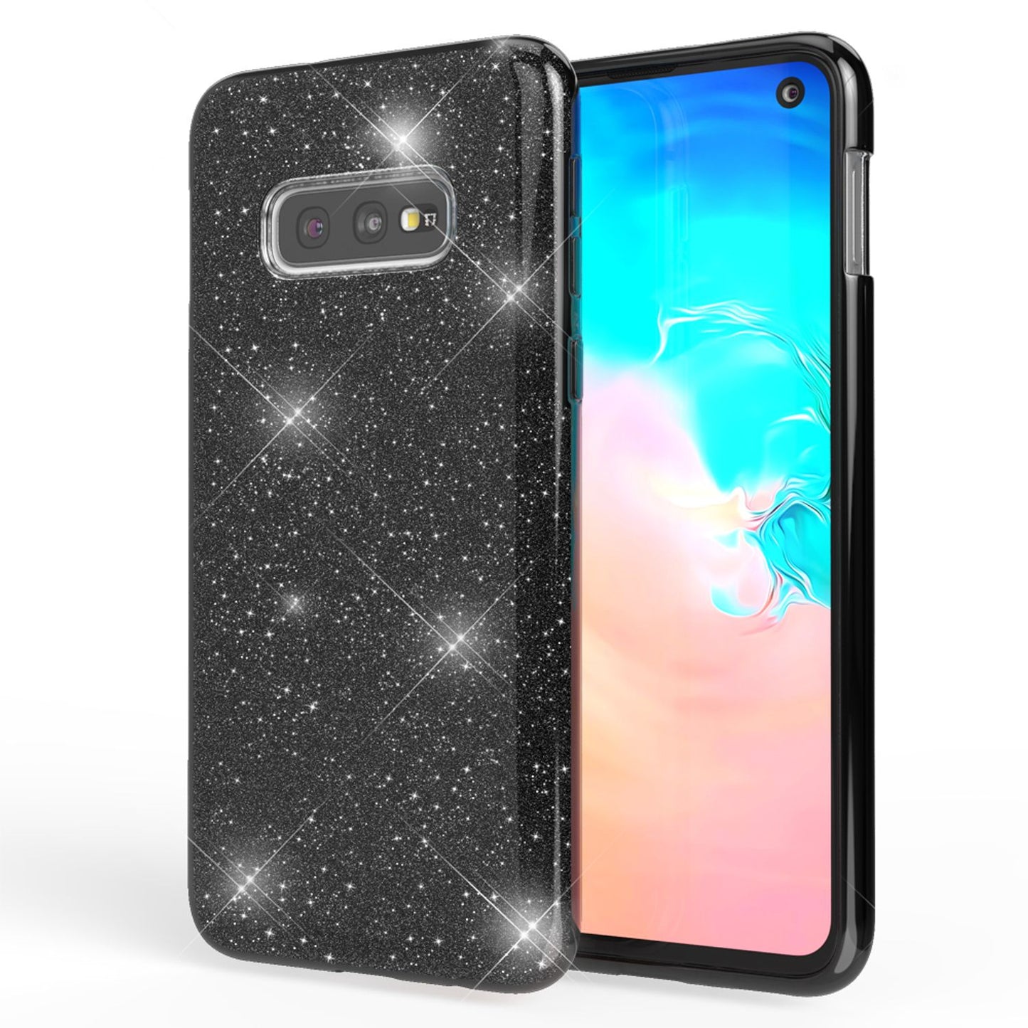 NALIA Hülle kompatibel mit Samsung Galaxy S10e, Glitzer Handy Hülle Back Cover