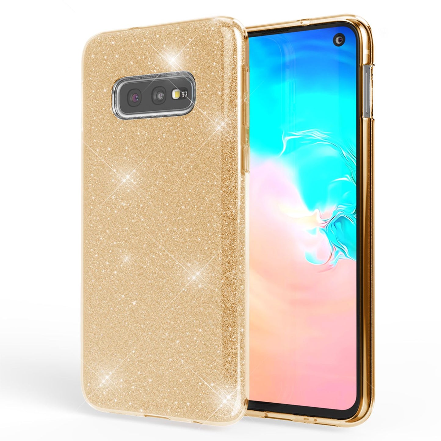 NALIA Hülle kompatibel mit Samsung Galaxy S10e, Glitzer Handy Hülle Back Cover
