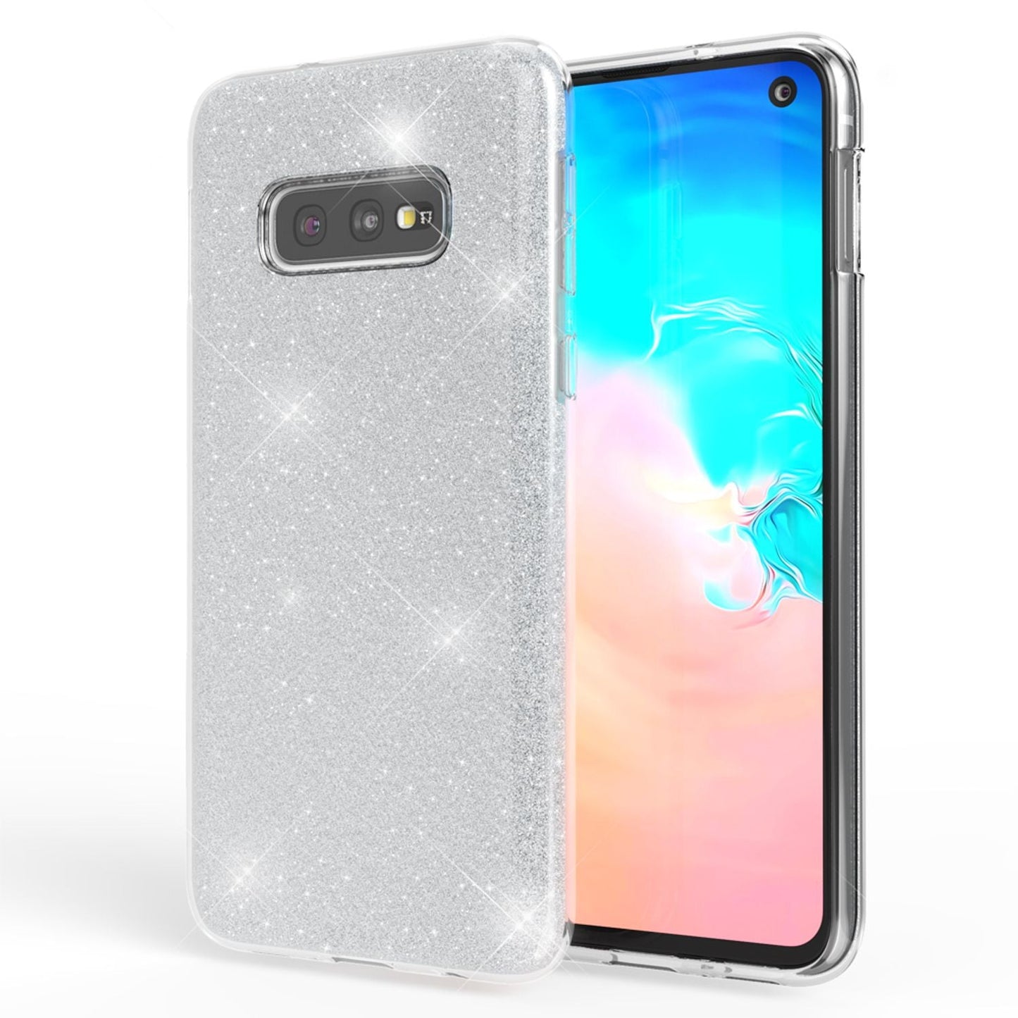 NALIA Hülle kompatibel mit Samsung Galaxy S10e, Glitzer Handy Hülle Back Cover