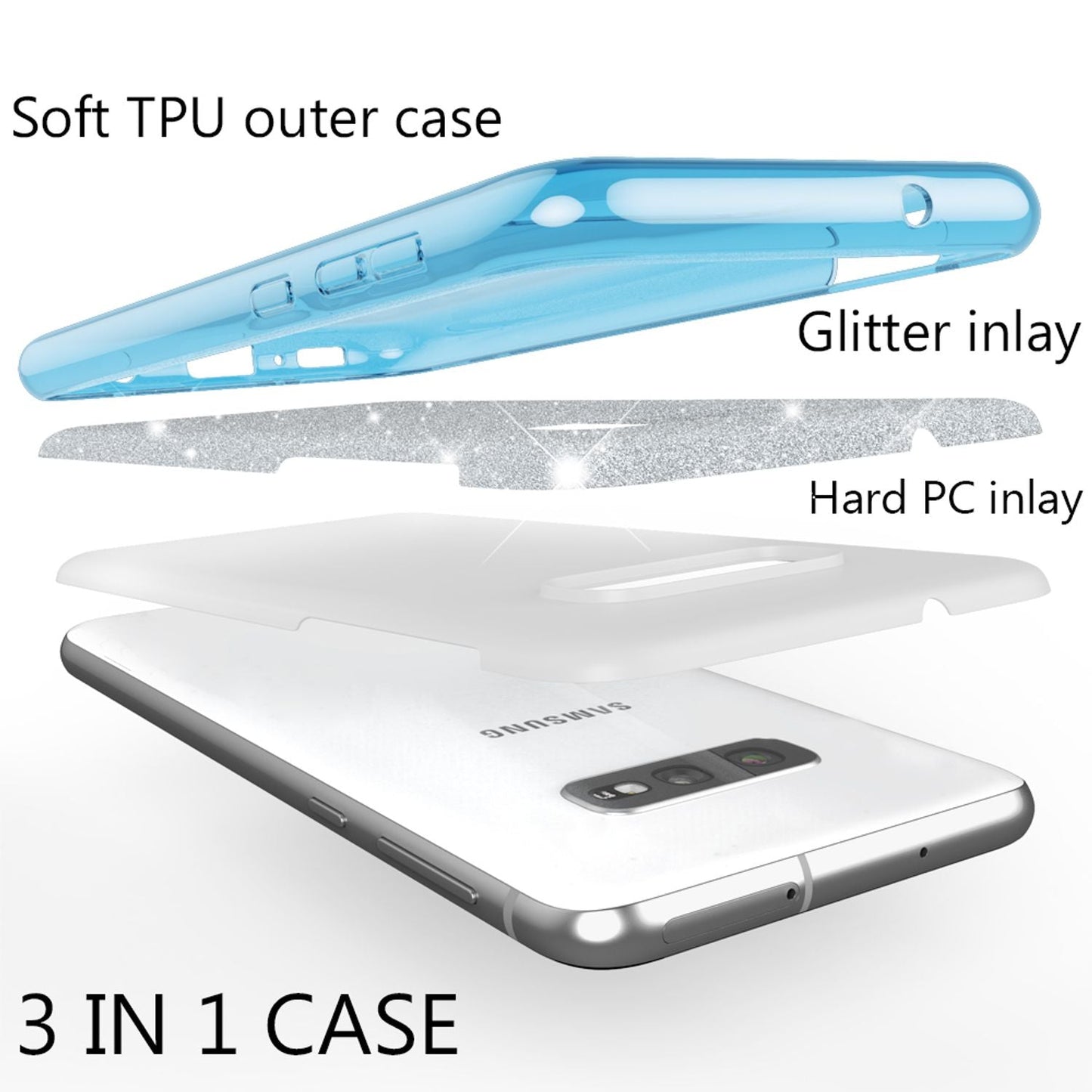 NALIA Hülle kompatibel mit Samsung Galaxy S10e, Glitzer Handy Hülle Back Cover