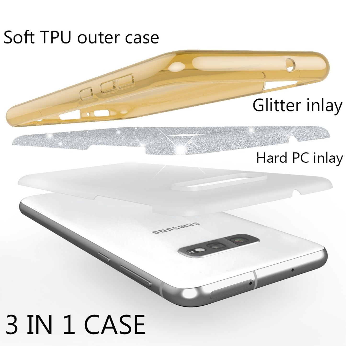 NALIA Hülle kompatibel mit Samsung Galaxy S10e, Glitzer Handy Hülle Back Cover