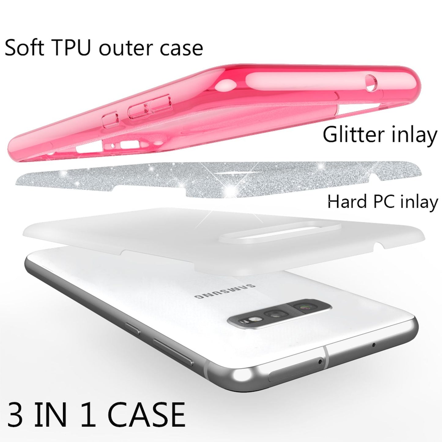 NALIA Hülle kompatibel mit Samsung Galaxy S10e, Glitzer Handy Hülle Back Cover