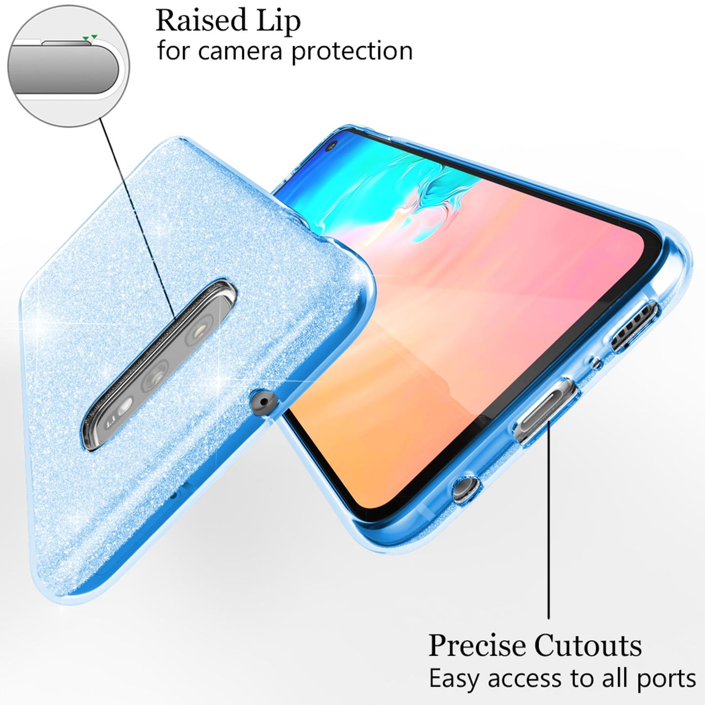 NALIA Hülle kompatibel mit Samsung Galaxy S10e, Glitzer Handy Hülle Back Cover