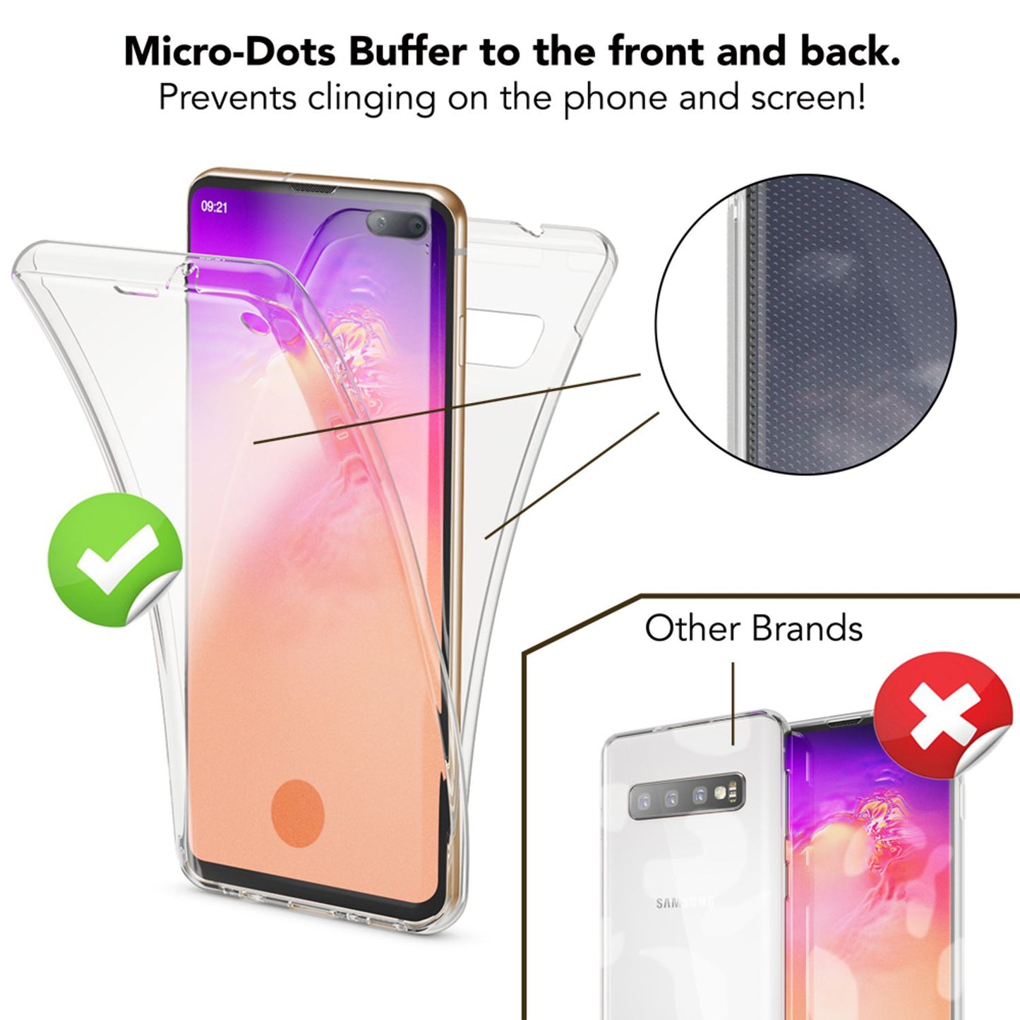 NALIA Galaxy S10 Plus 360 Grad Hülle - Rundumschutz Transparent Silikon 0,8 mm Dicke