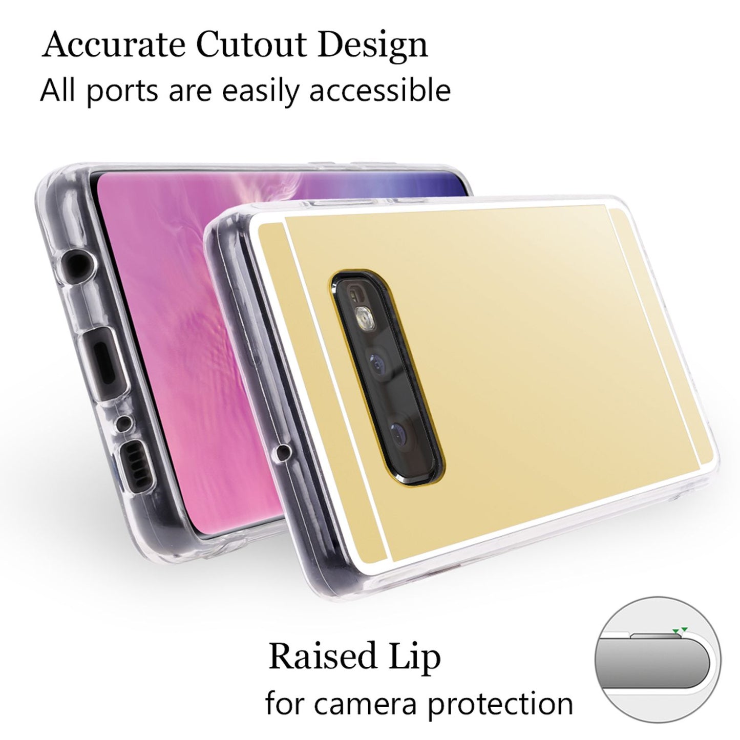 NALIA Spiegel Hülle für Samsung Galaxy S10e, Slim Handyhülle Mirror Case Cover