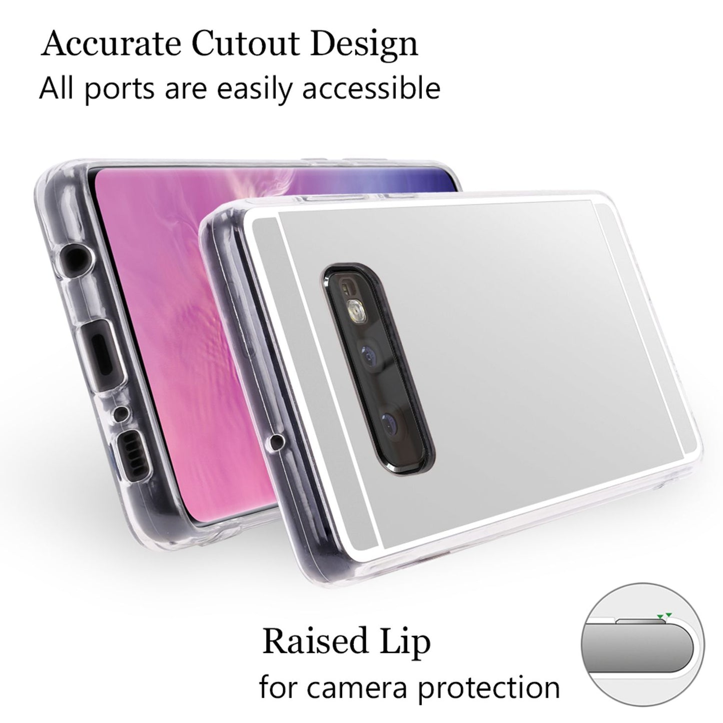 NALIA Spiegel Hülle für Samsung Galaxy S10e, Slim Handyhülle Mirror Case Cover