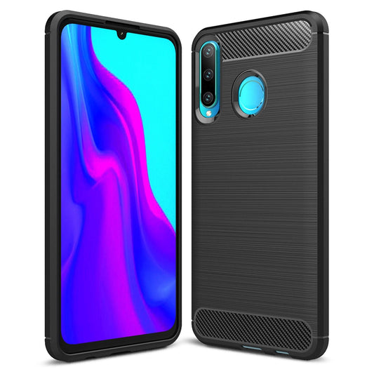 Carcasă NALIA Design cu aspect de fibră de carbon - compatibilă cu Huawei P30 Lite, carcasă TPU subțire, finisaj mat