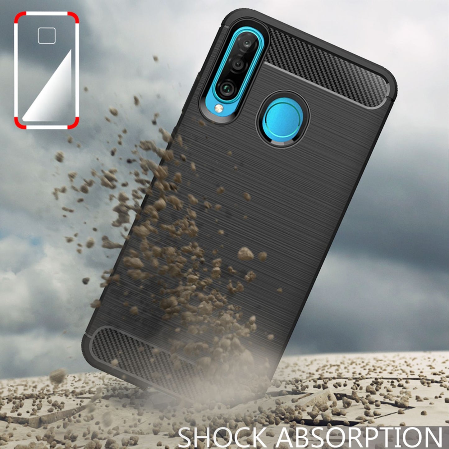 Carcasă NALIA Design cu aspect de fibră de carbon - compatibilă cu Huawei P30 Lite, carcasă TPU subțire, finisaj mat