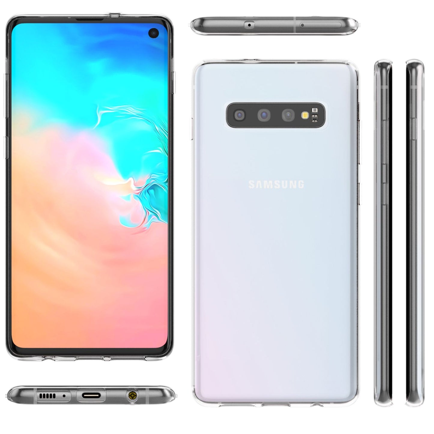 NALIA Galaxy S10 Slim Silikon Hülle Motiv Case Cover - Transparent 1,0 mm Schutz