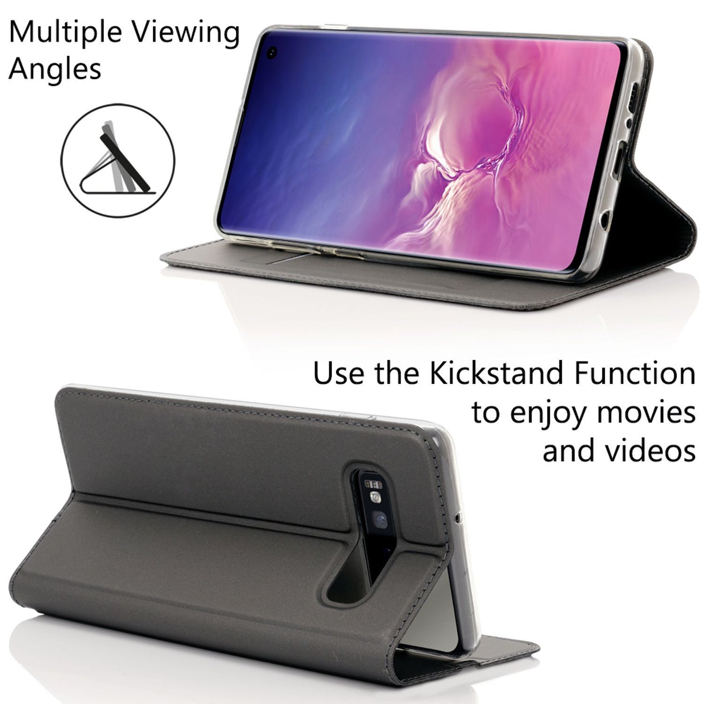 NALIA Hülle kompatibel mit Samsung Galaxy S10, Kickstand Flip Case Book Cover