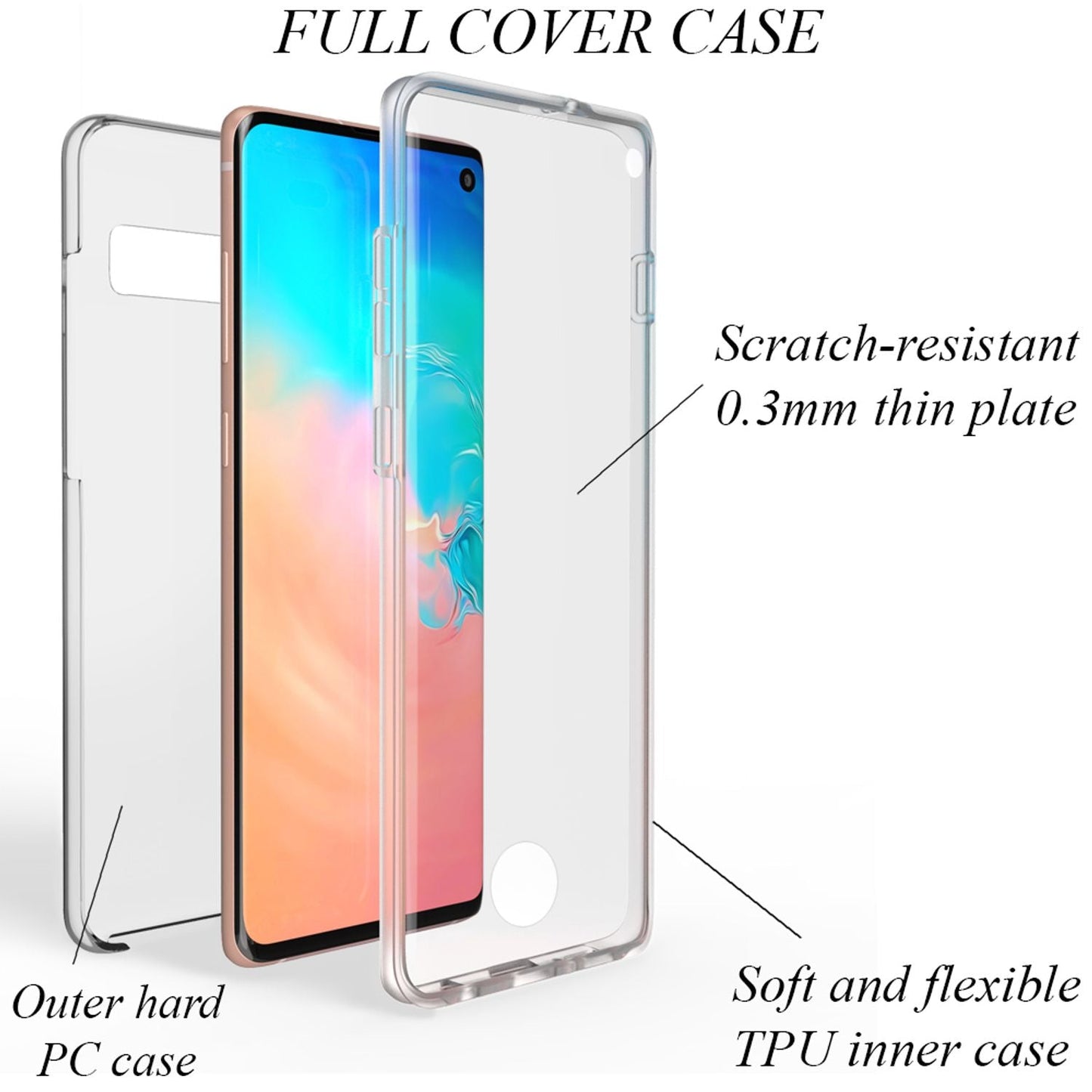 NALIA 360 Grad Handy Hülle für Samsung Galaxy S10, Full Cover Case Schutzhülle