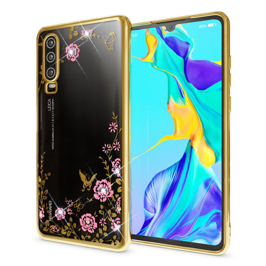 Husă de telefon NALIA pentru Huawei P30, cu aspect metalic și model floral
