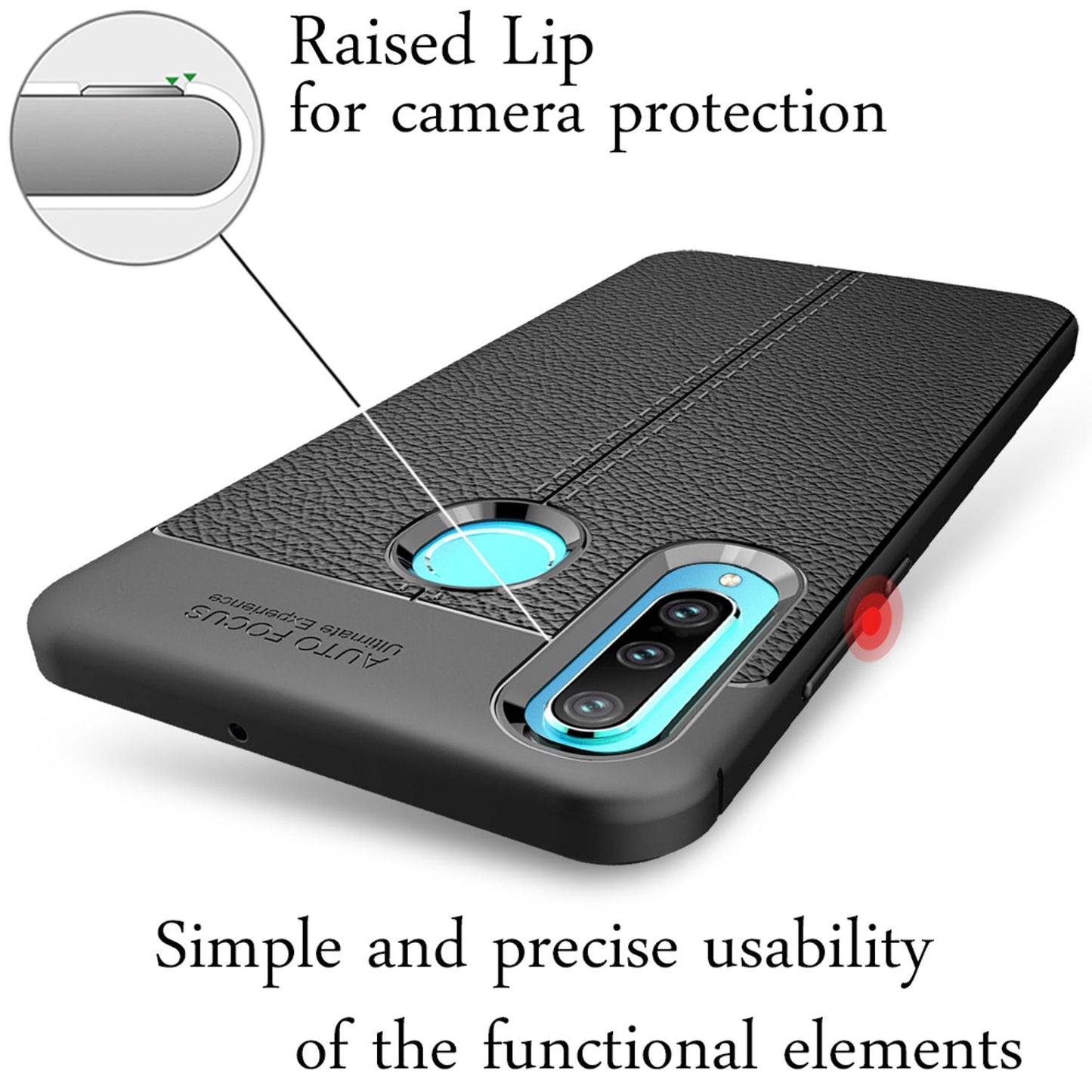 NALIA Huawei P30 Lite Schutzhülle Leder Optik Elegant Hochwertig - Slim Dünn Stoßfest