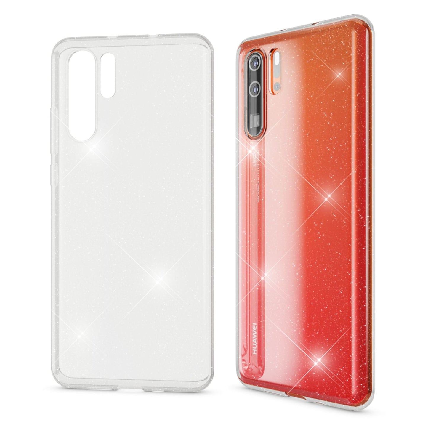 NALIA Glitter Hülle kompatibel mit Huawei P30 Pro, Glitzer Silikon Case Cover