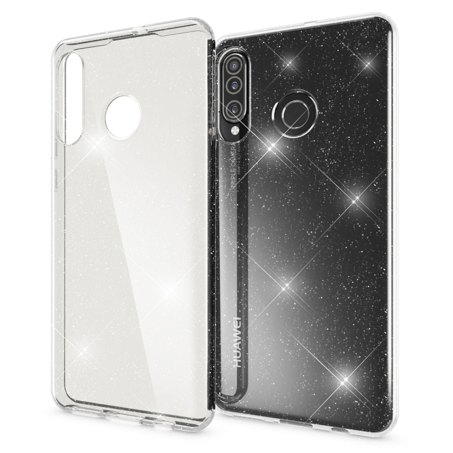 Husă NALIA cu sclipici, husă din silicon cu sclipici - compatibilă cu Huawei P30 Lite, dimensiuni compacte, material moale