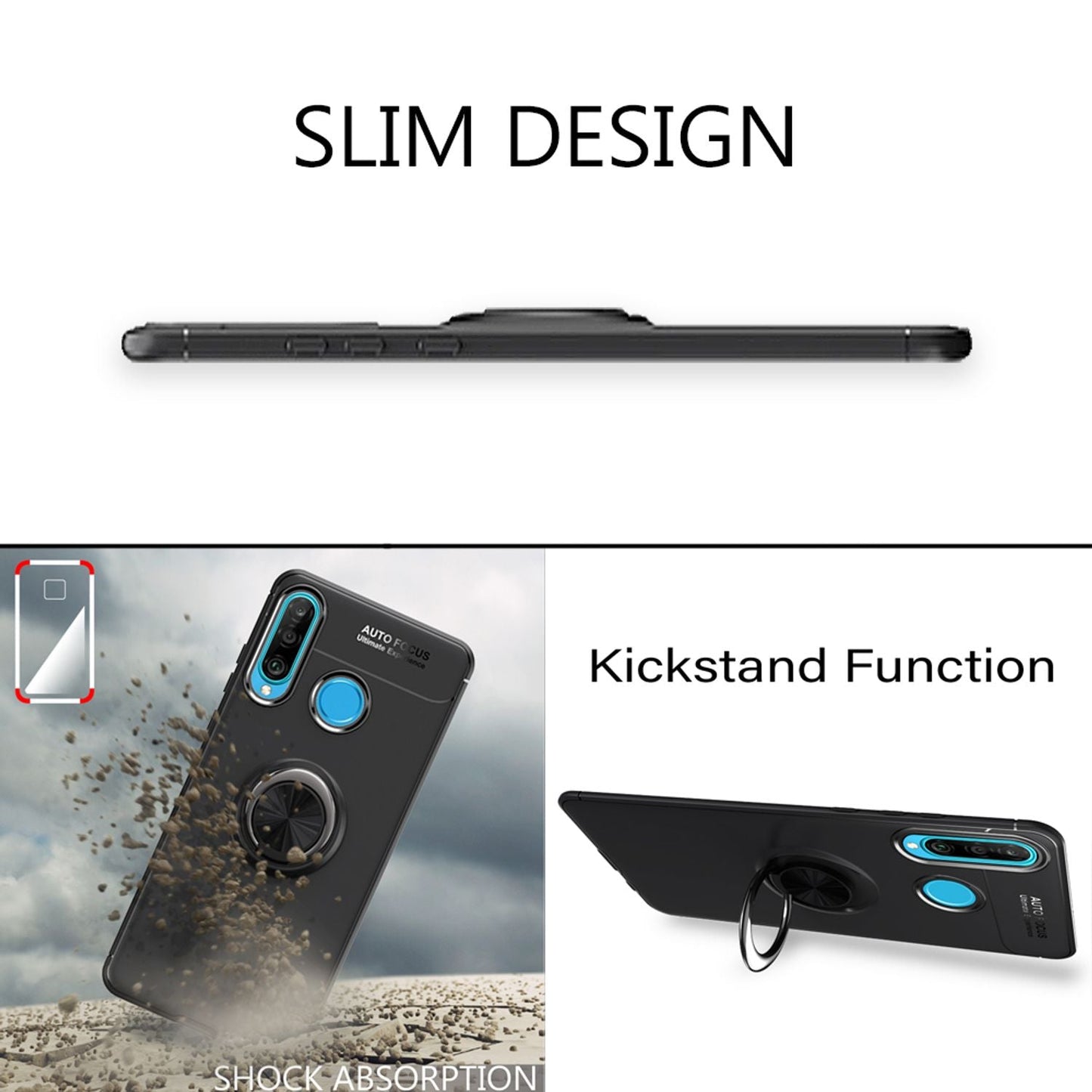 NALIA Ring Hülle für Huawei P30 Lite, Magnetische Handyhülle für KFZ Halterung