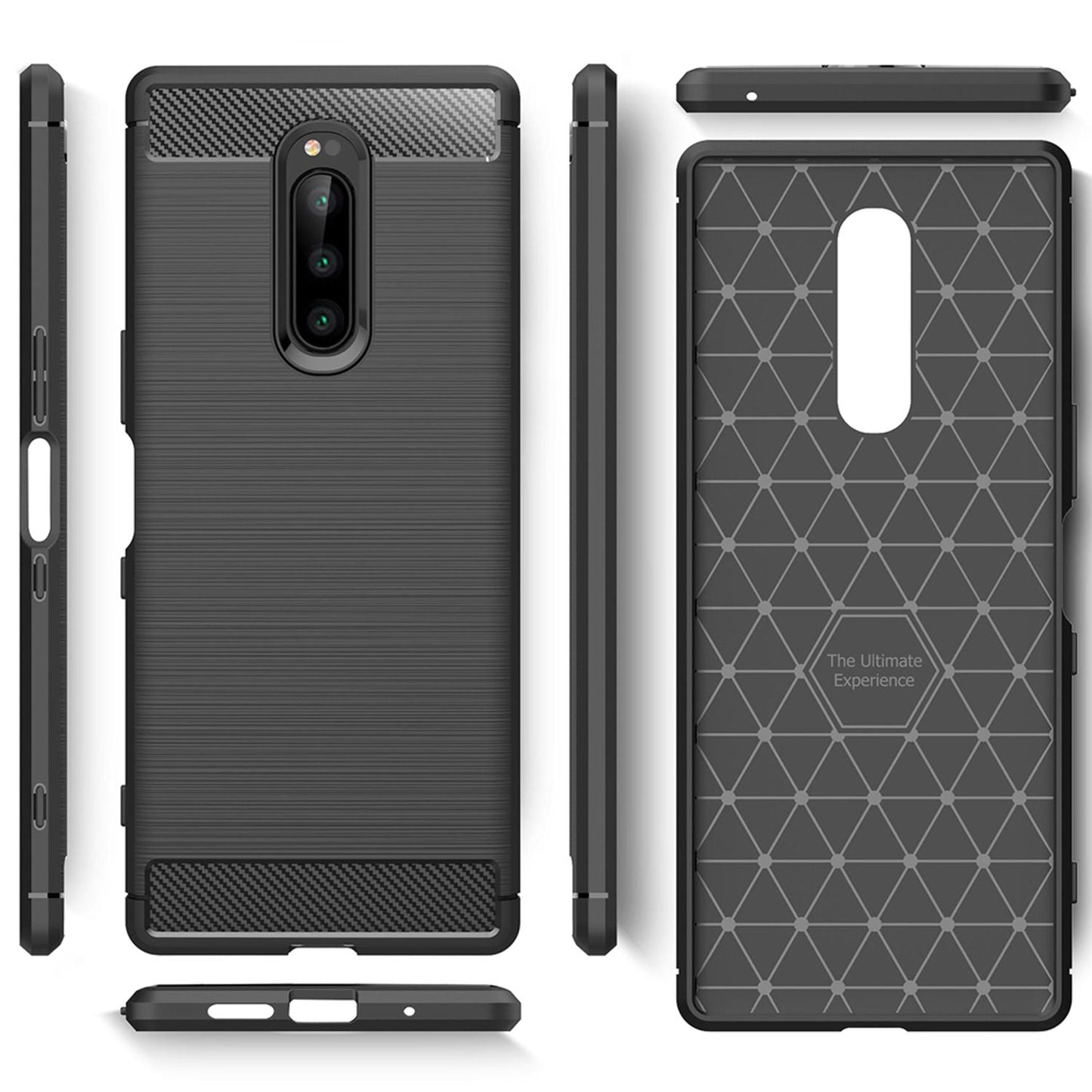 NALIA Handy Hülle für Sony Xperia 1, Carbon Cover Silikon Case Slim Bumper Etui