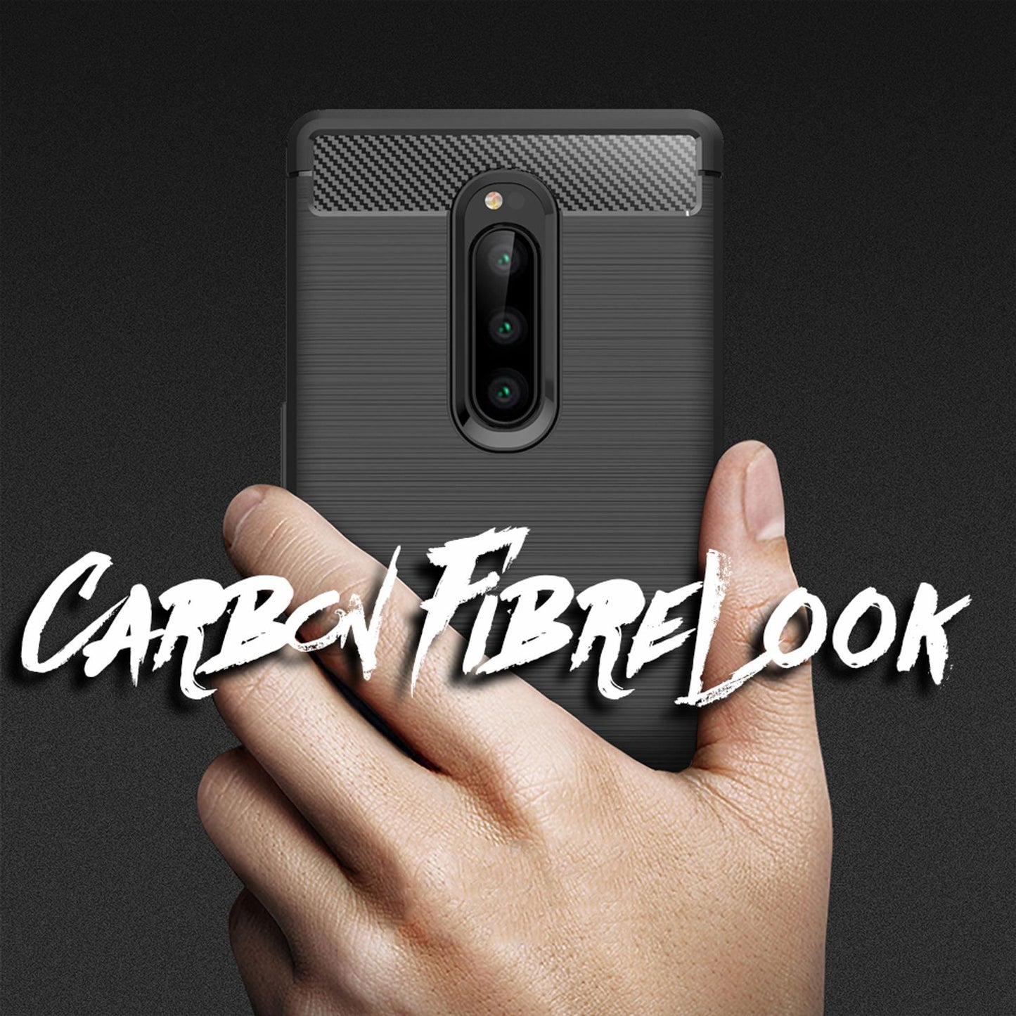 NALIA Handy Hülle für Sony Xperia 1, Carbon Cover Silikon Case Slim Bumper Etui