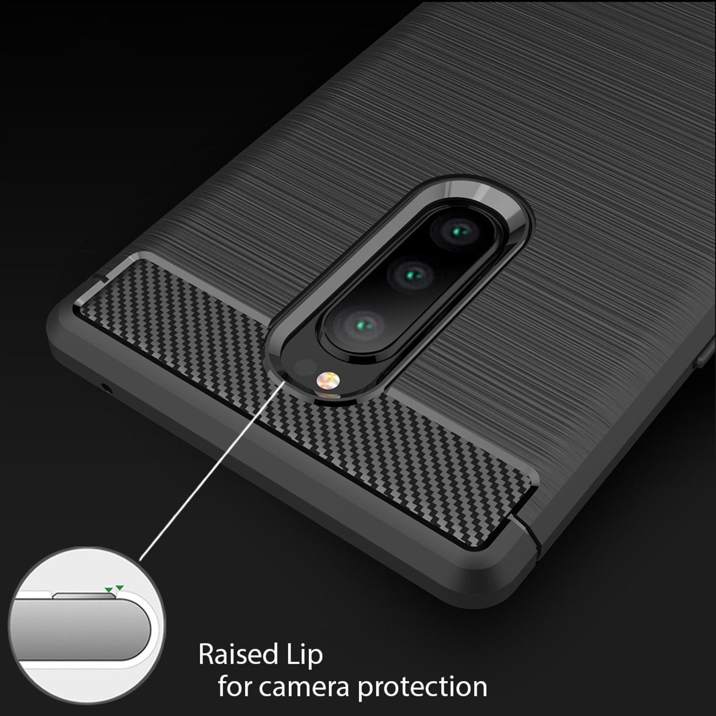 NALIA Handy Hülle für Sony Xperia 1, Carbon Cover Silikon Case Slim Bumper Etui