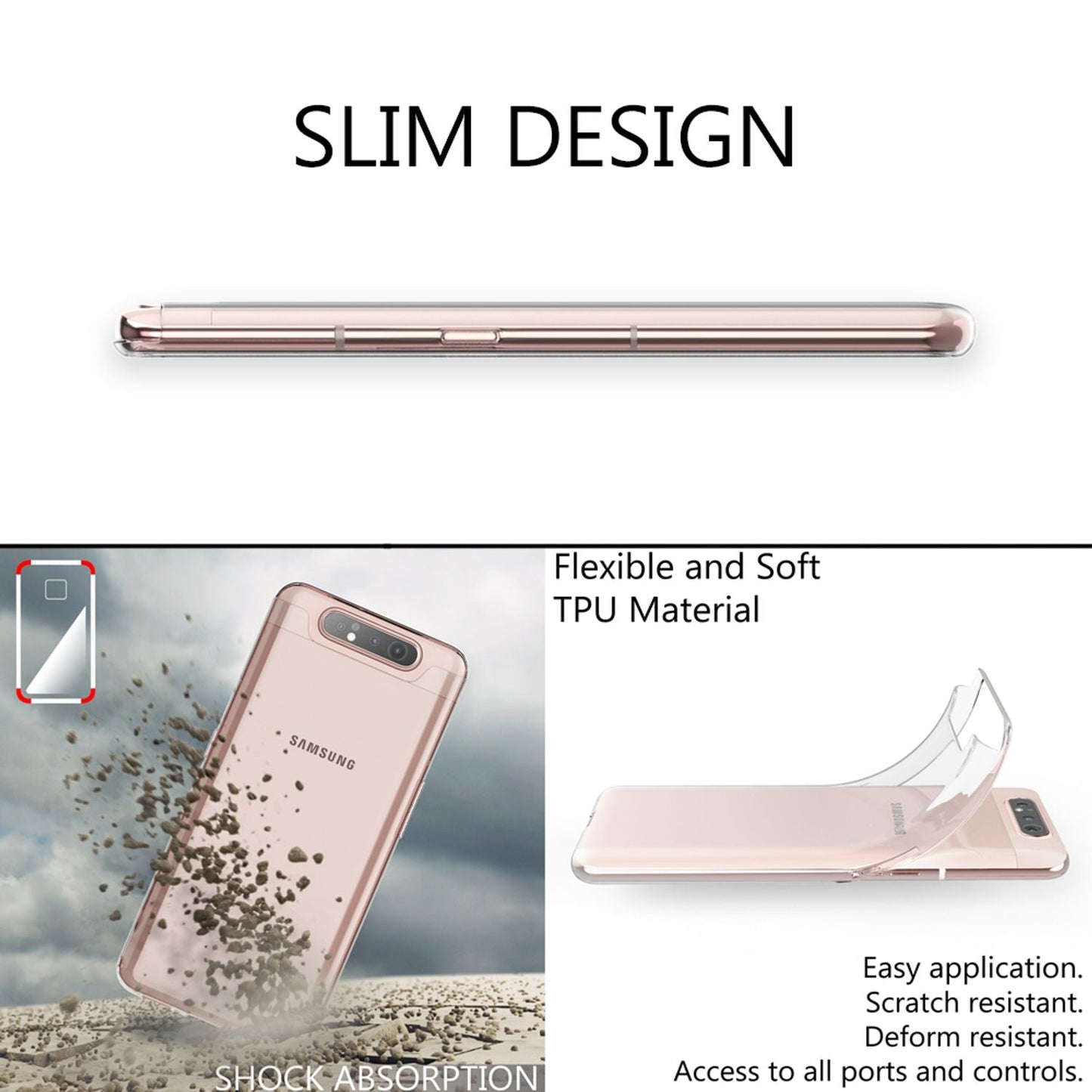 NALIA Galaxy A80 Hülle AirFlex - Dünn Silikon Schutzhülle