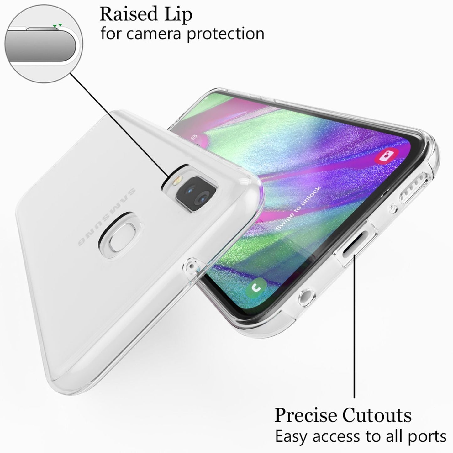 NALIA Galaxy A40 Hülle 360 Grad Schutz - Slim Transparent Passgenau