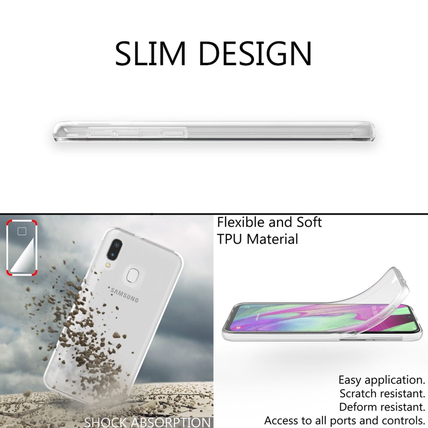 NALIA Galaxy A40 Hülle 360 Grad Schutz - Slim Transparent Passgenau