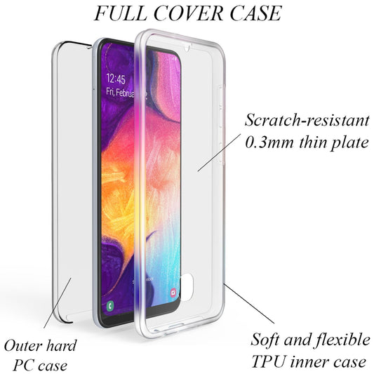 NALIA Galaxy A70 360Grad Hülle - Passgenau Für A70, Dicke 0,8 mm, Material Transparent TPU