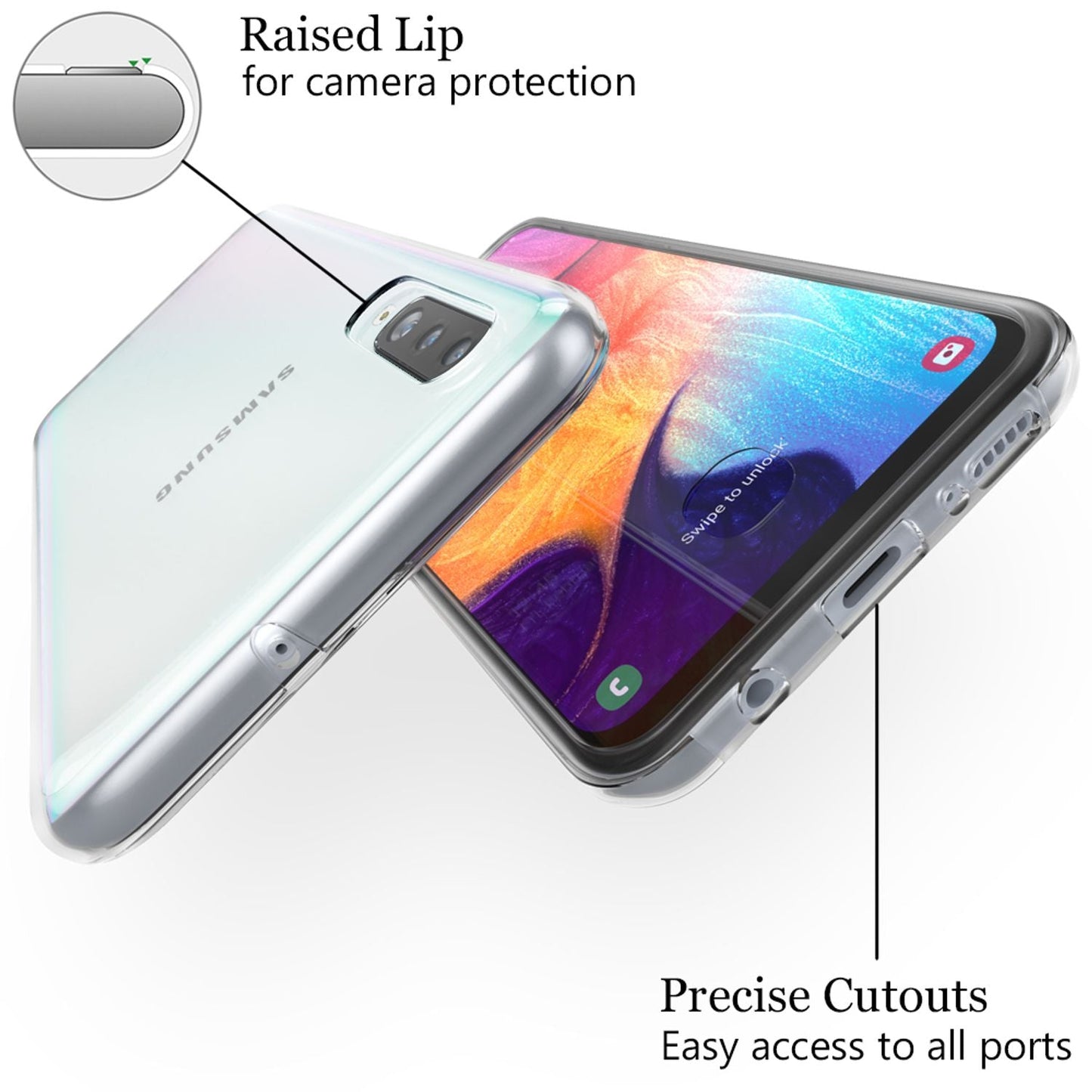 NALIA Galaxy A70 360Grad Hülle - Passgenau Für A70, Dicke 0,8 mm, Material Transparent TPU