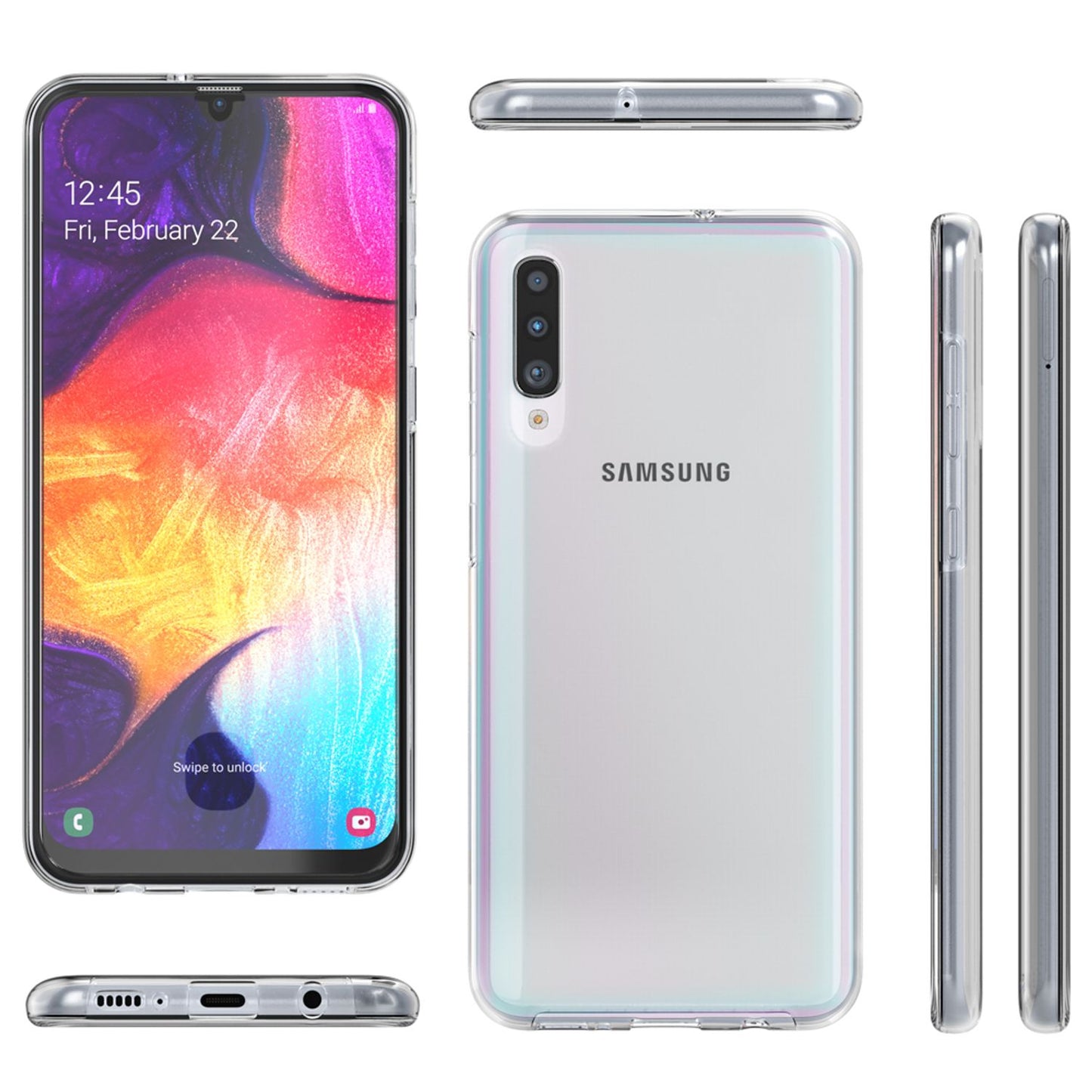 NALIA Galaxy A70 360Grad Hülle - Passgenau Für A70, Dicke 0,8 mm, Material Transparent TPU