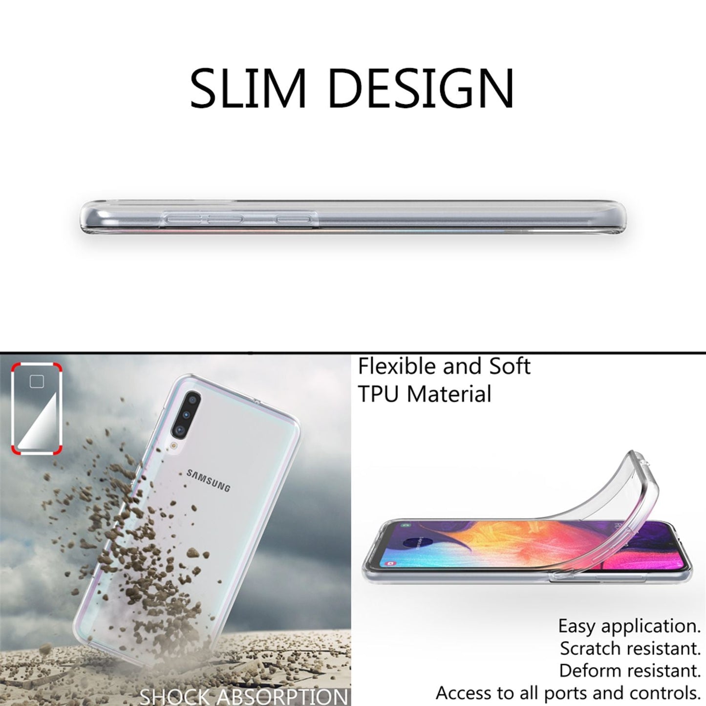 NALIA Galaxy A70 360Grad Hülle - Passgenau Für A70, Dicke 0,8 mm, Material Transparent TPU