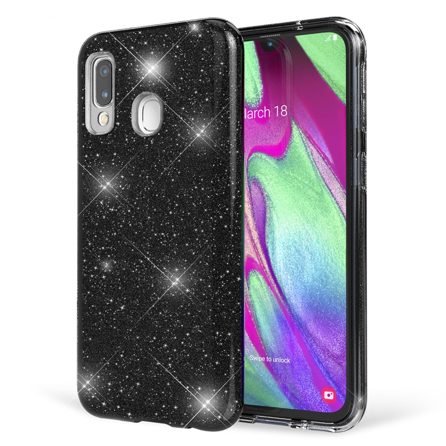 NALIA Glitzer Handyhülle für Samsung Galaxy A40, Diamant Schutzhülle Glitzer Handyhülle