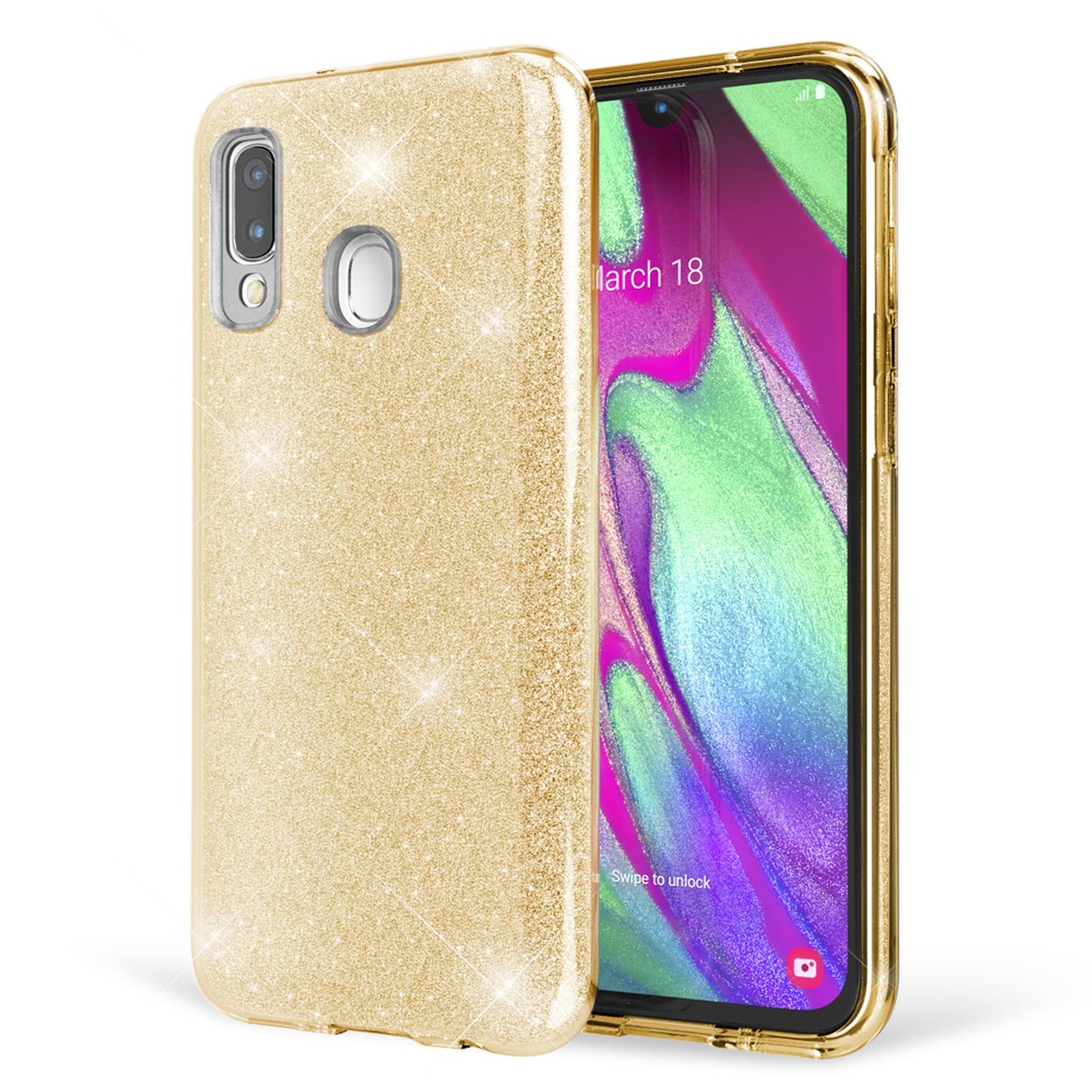NALIA Glitzer Handyhülle für Samsung Galaxy A40, Diamant Schutzhülle Glitzer Handyhülle