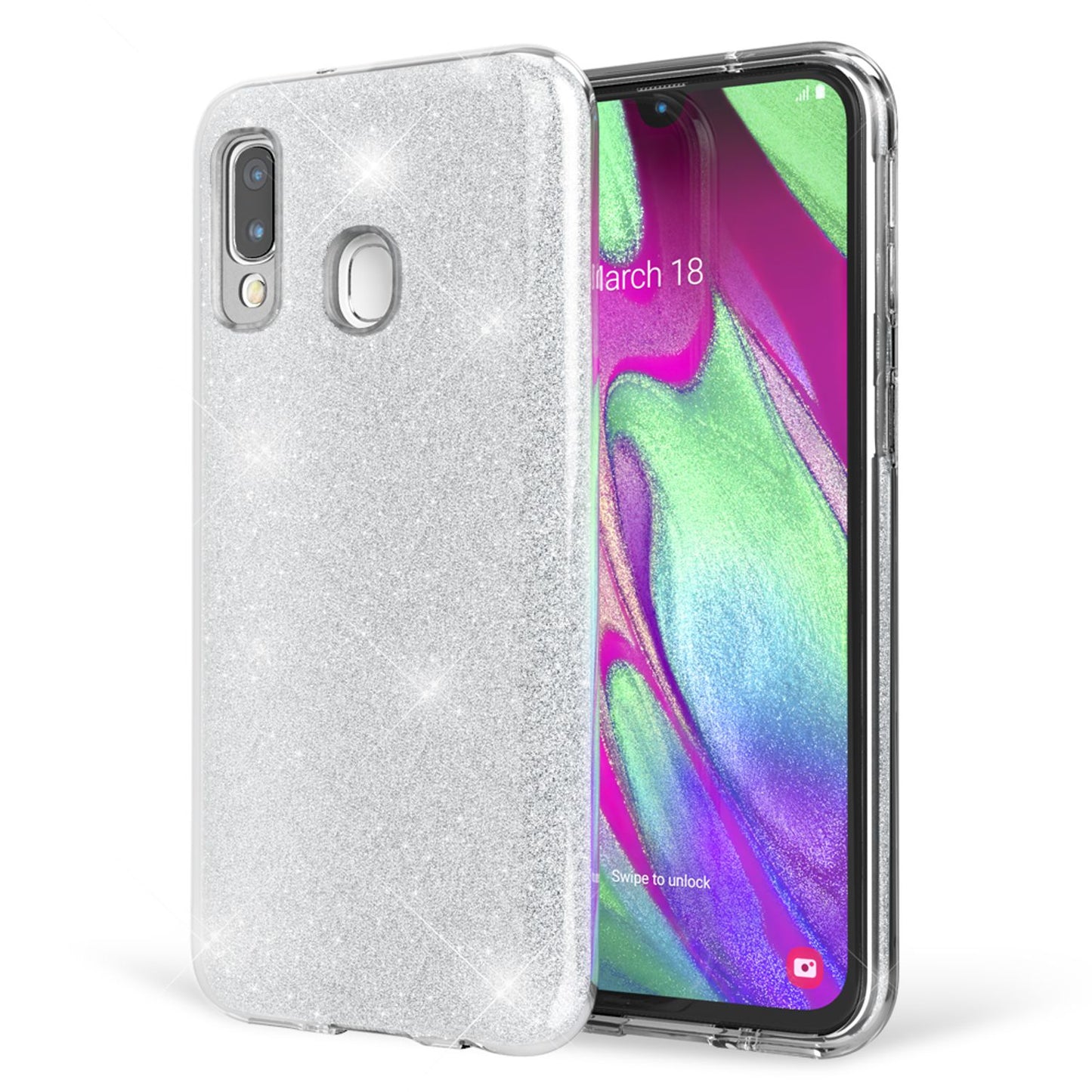 NALIA Glitzer Handyhülle für Samsung Galaxy A40, Diamant Schutzhülle Glitzer Handyhülle