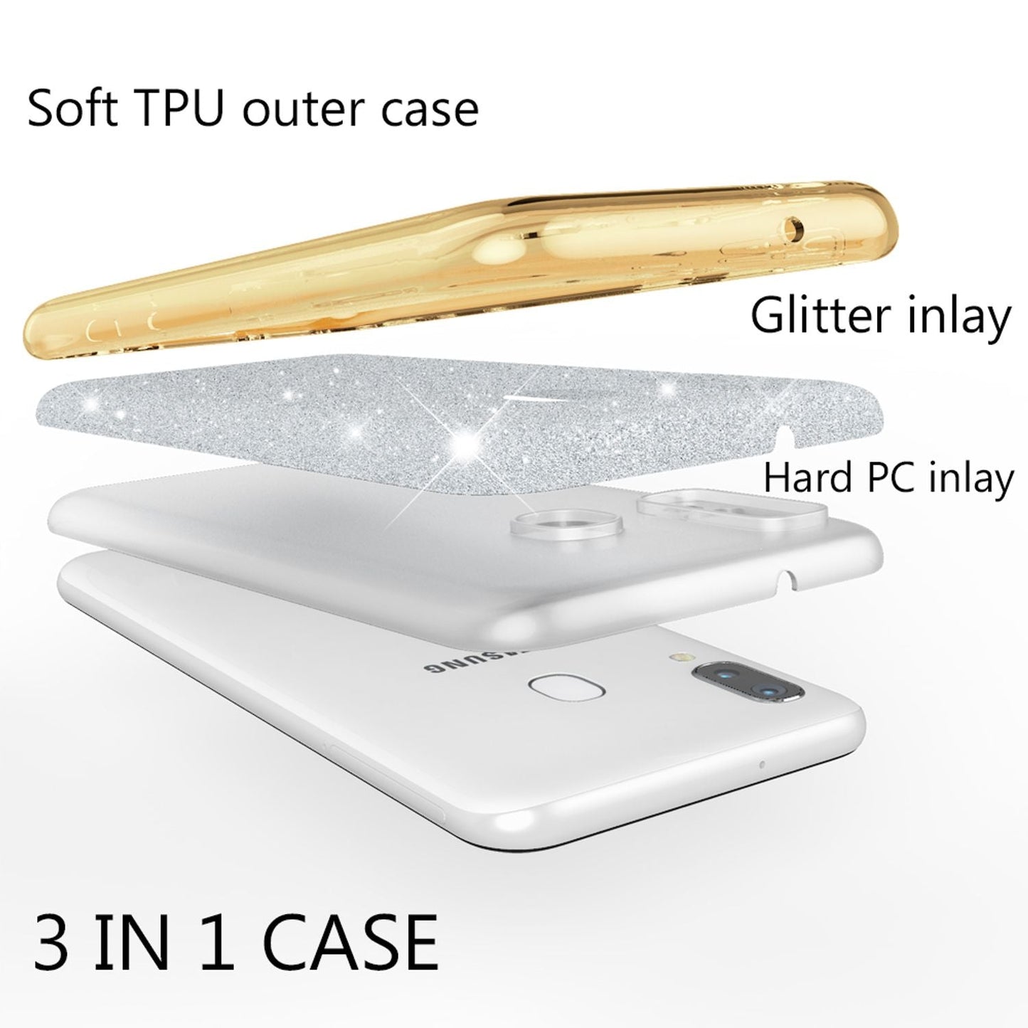 NALIA Glitzer Handyhülle für Samsung Galaxy A40, Diamant Schutzhülle Glitzer Handyhülle