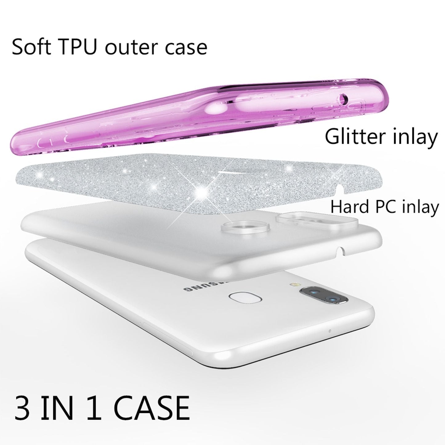 NALIA Glitzer Handyhülle für Samsung Galaxy A40, Diamant Schutzhülle Glitzer Handyhülle