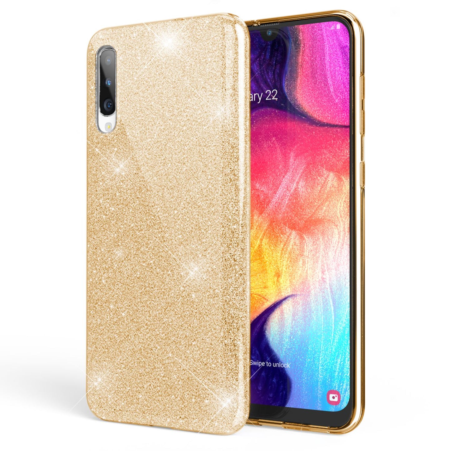 NALIA Glitzer Handyhülle für Samsung Galaxy A50, Diamant Schutzhülle Glitzer Handyhülle