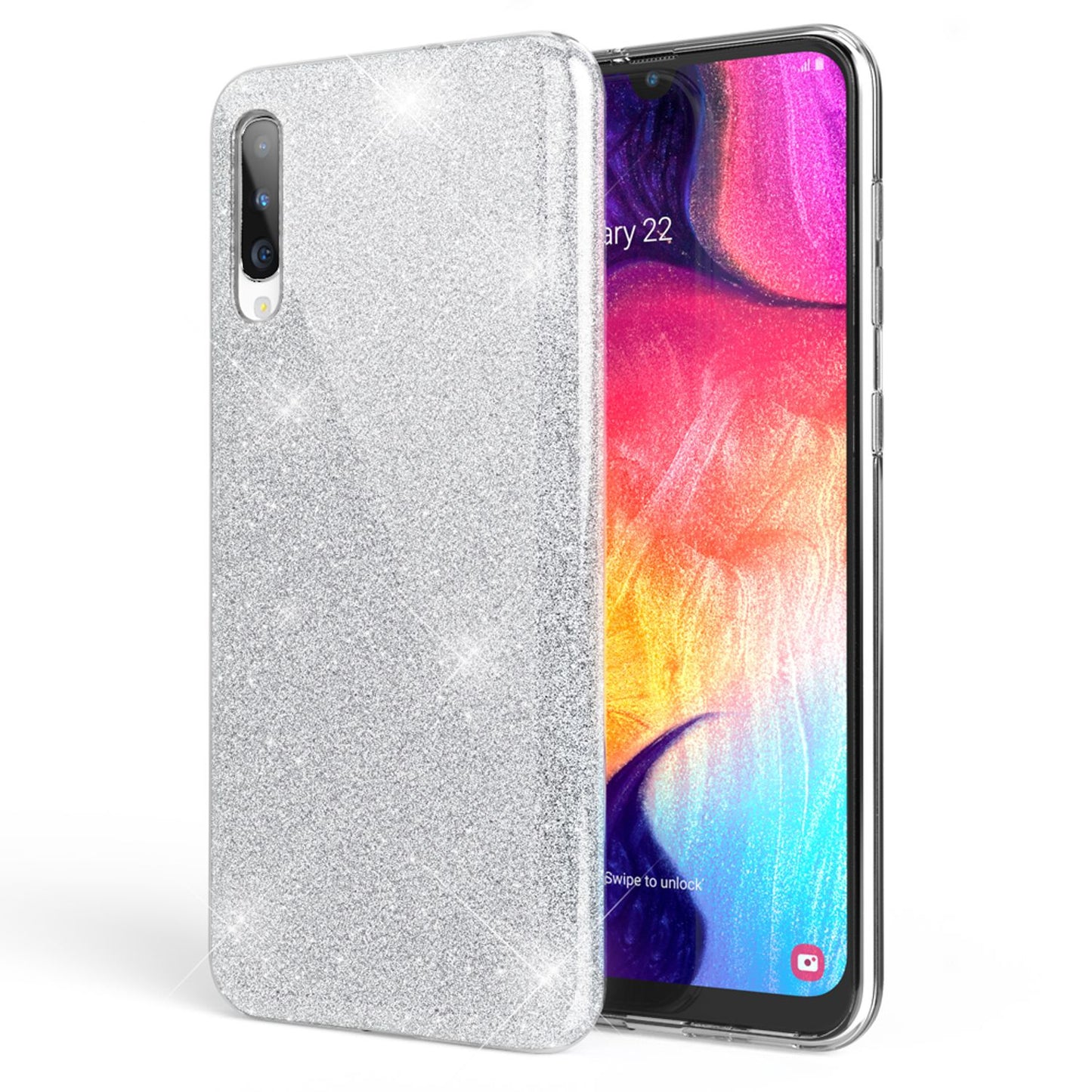 NALIA Glitzer Handyhülle für Samsung Galaxy A50, Diamant Schutzhülle Glitzer Handyhülle