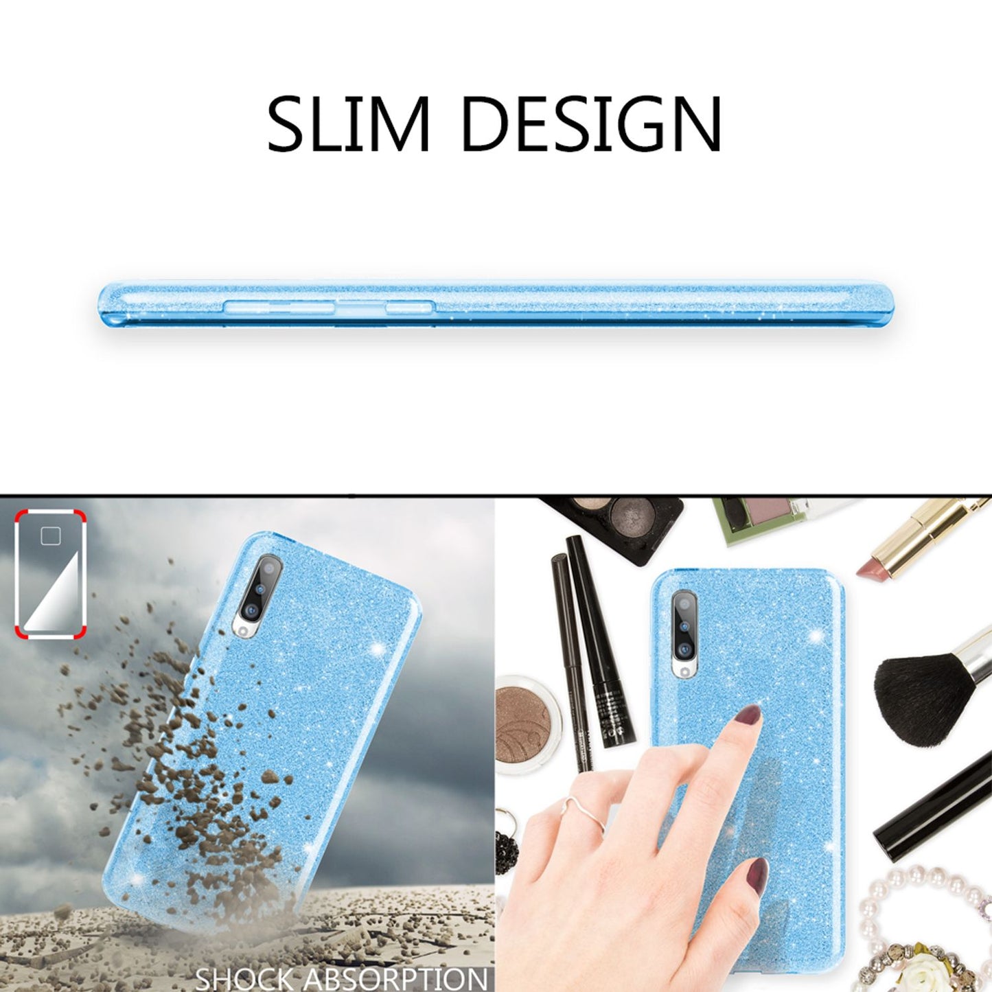 NALIA Glitzer Handyhülle für Samsung Galaxy A50, Diamant Schutzhülle Glitzer Handyhülle