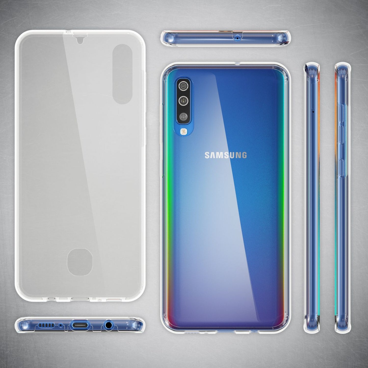 NALIA 360 Grad Handyhülle für Samsung Galaxy A50, Dünne Full-Body Silikon Hülle