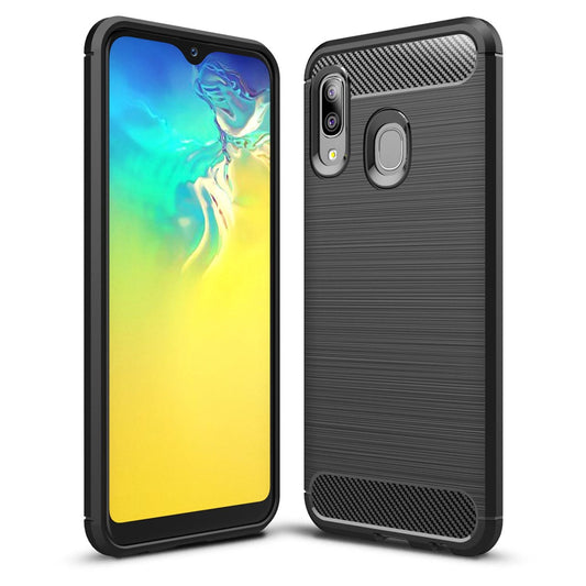 NALIA Handyhülle Galaxy A20e Vortex Carbon Style - Kompatibel Galaxy A20e, TPU Silikon, Matte Carbon Optik