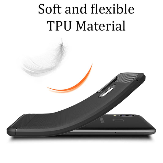 NALIA Handyhülle Galaxy A20e Vortex Carbon Style - Kompatibel Galaxy A20e, TPU Silikon, Matte Carbon Optik