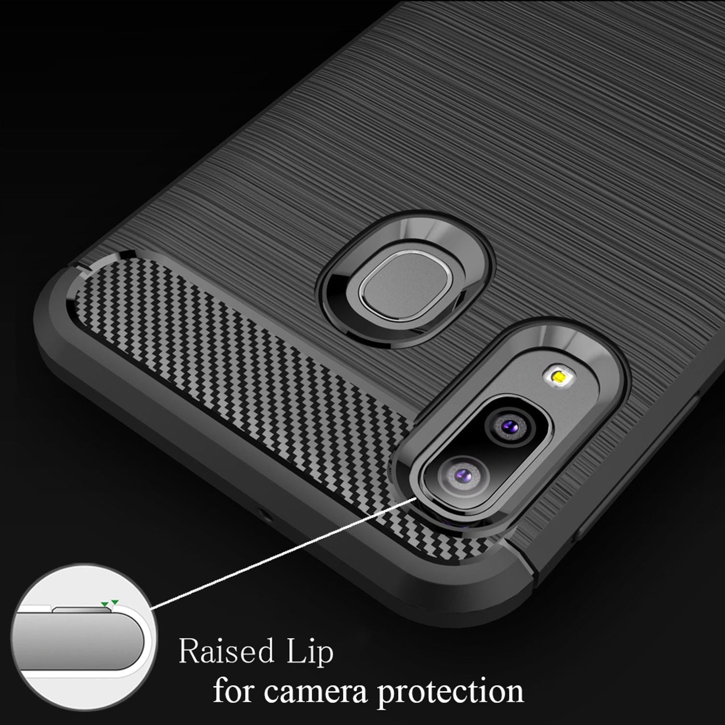 NALIA Galaxy A40 Hülle Karbon Stil Optik Modern Matte Finish Deluxe - TPU Dünn Schwarz