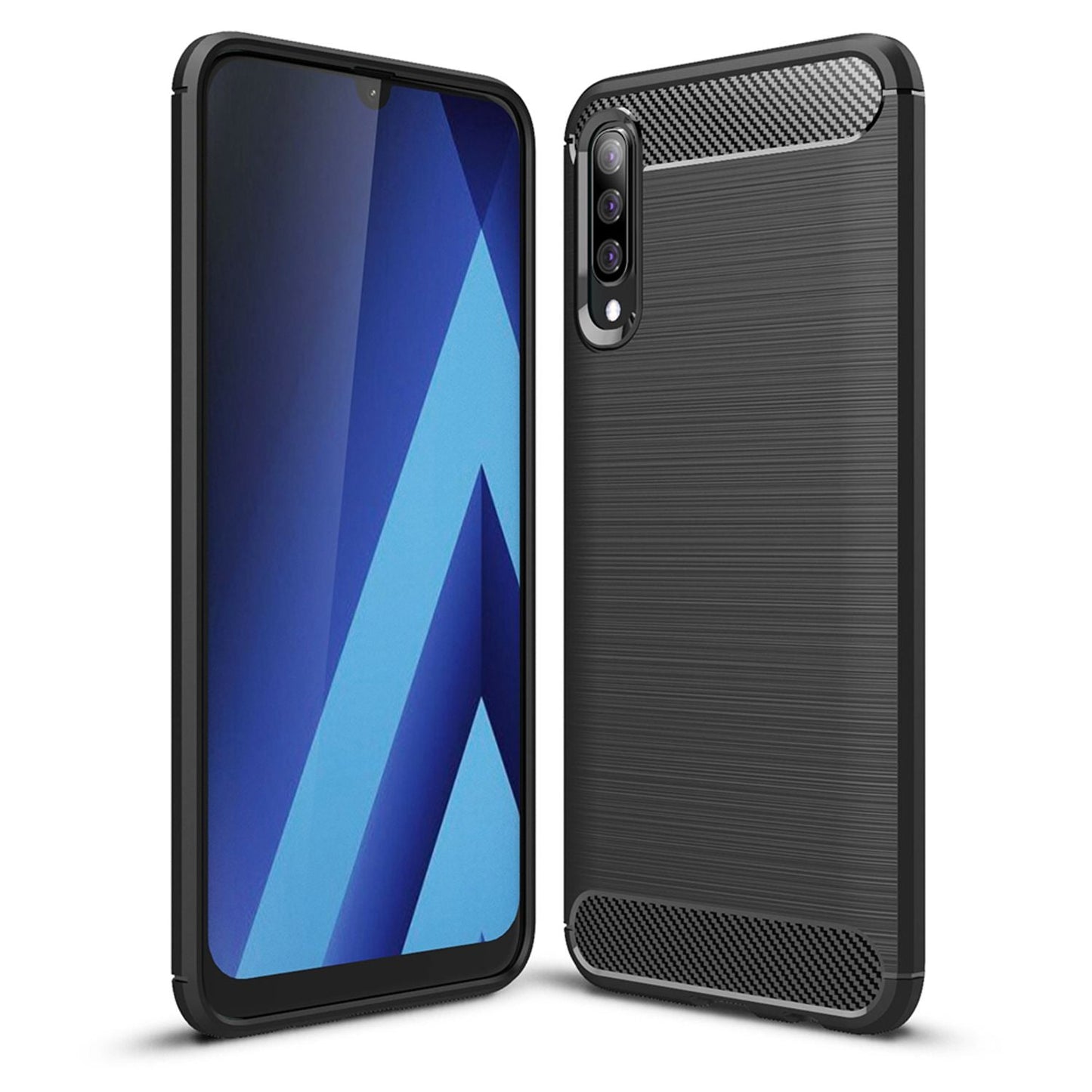 NALIA Galaxy A50 Hülle Karbon Stil - Kompatibel Galaxy A50, TPU Silikon, Matte Karbonoptik