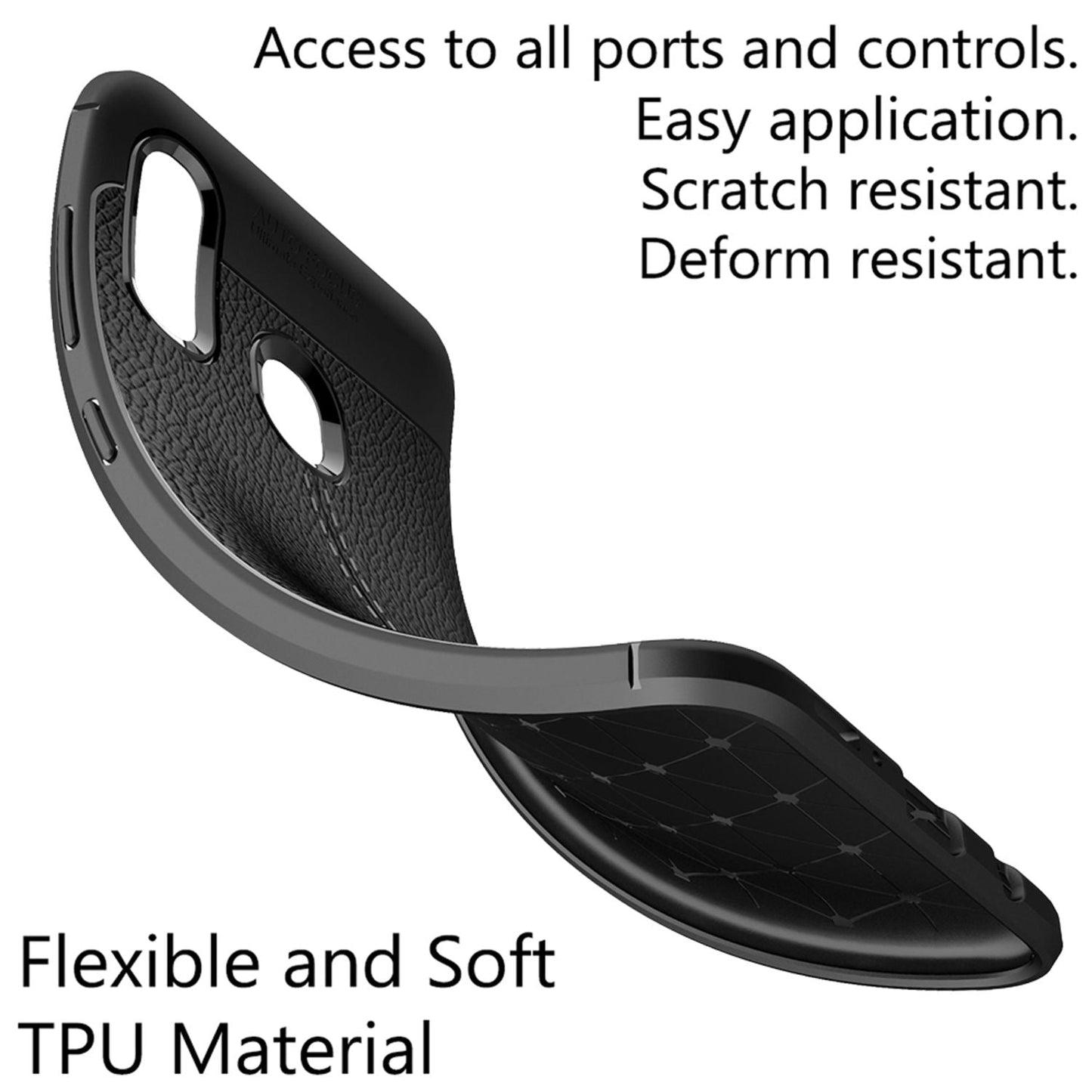 Husă NALIA cu aspect de piele - Compatibilă cu Galaxy A40, Husă TPU ultra-subțire, Neagră rezistentă la șocuri