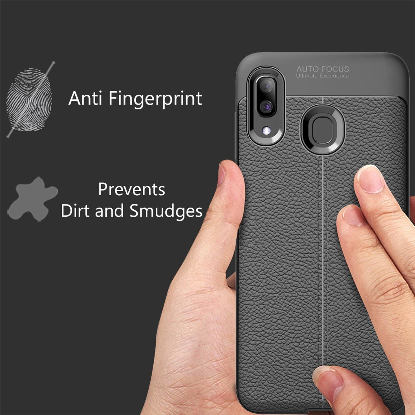 Husă NALIA cu aspect de piele - Compatibilă cu Galaxy A40, Husă TPU ultra-subțire, Neagră rezistentă la șocuri